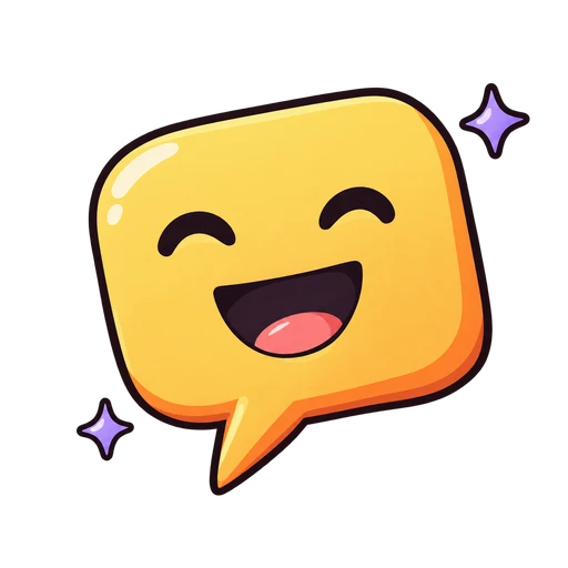 A laughing golden speech bubble