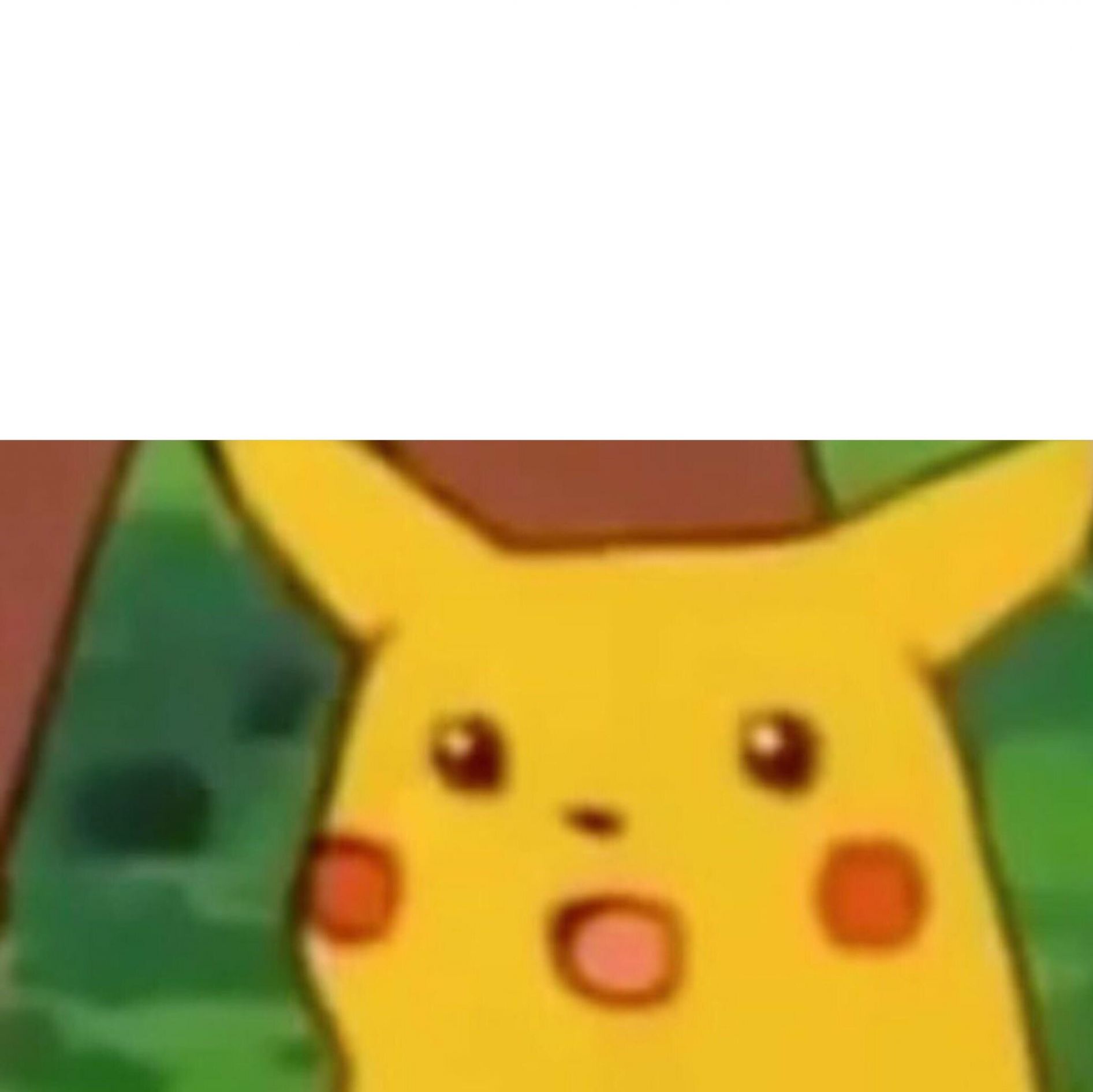 Surprised Pikachu staring with his mouth open