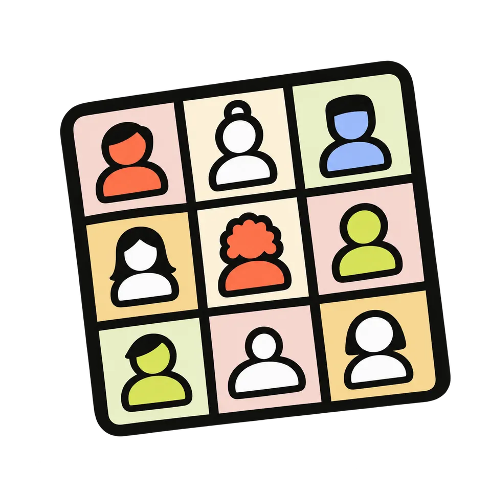 A bingo card with guest clues
